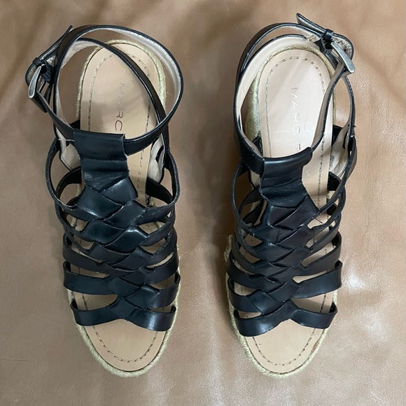 Marc Fisher Espadrille Platform Wedge Sandal - Size 7 -Black - Picture 11 of 14